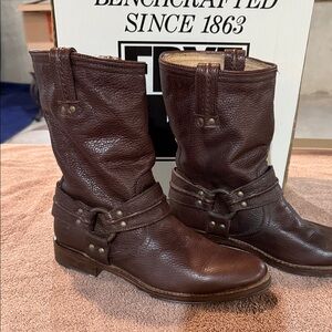 Brown Leather Mid-Calf Boots